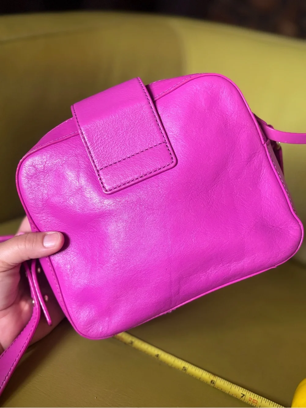 Kate Spade New York Hot Pink Fuchsia Leather Turnlock Crossbody Camera Bag